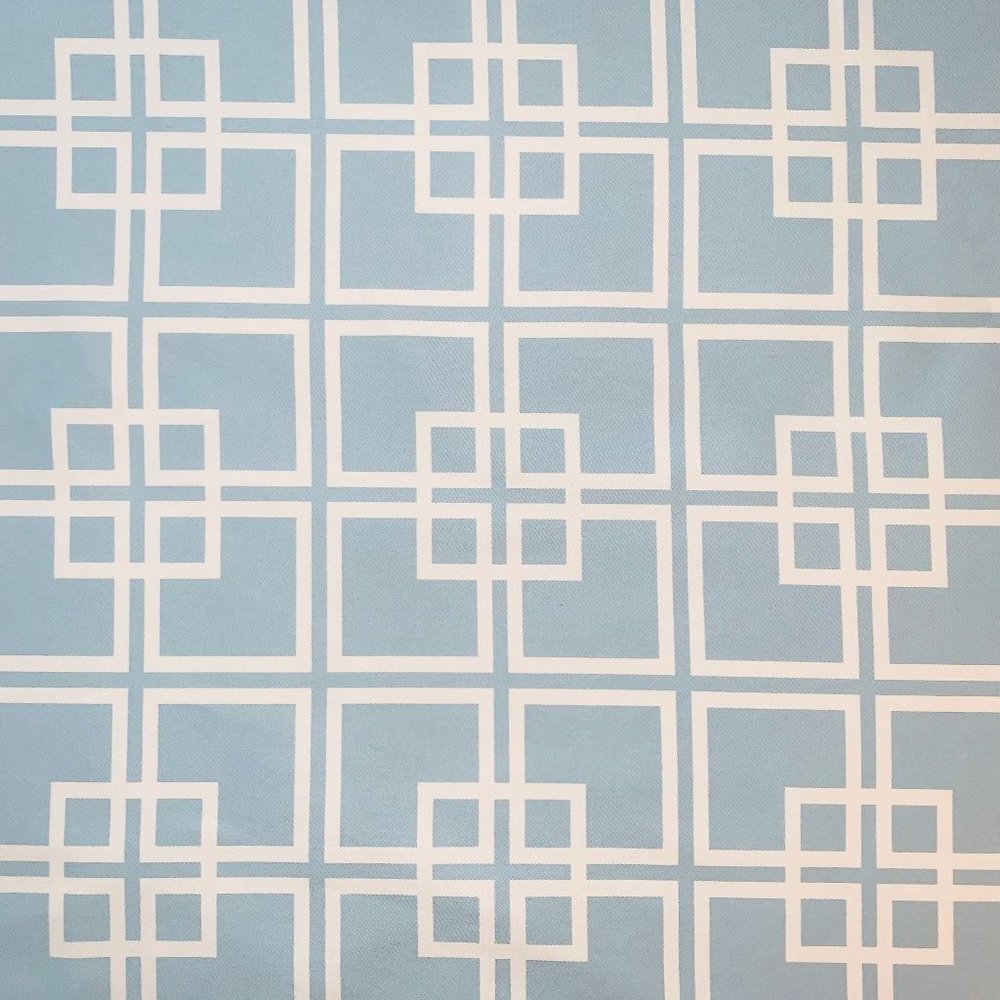 9.16 Yards Free Spirit Vicki Payne Aqua & Cream Fretwork Lattice Trellis Fabric
